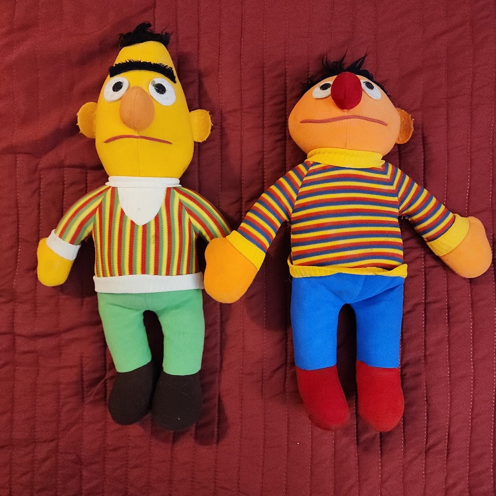 Vintage Knickerbocker Sesame Street Bert and Ernie Plush Set 1970s Muppets Toy